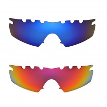 Walleva Fire Red + Ice Blue Vented Polarized Replacement Lenses for Oakley M Frame Strike Sunglasses